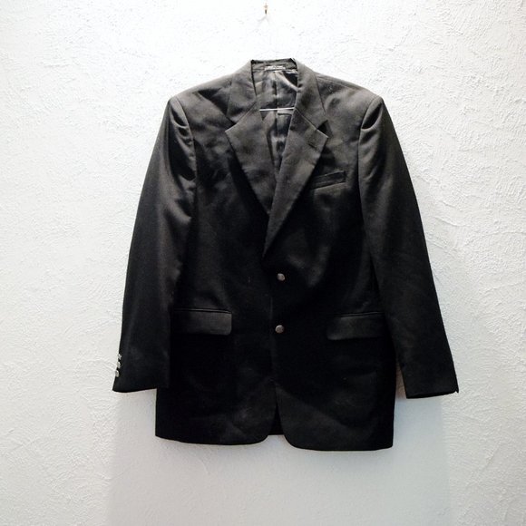 HUNT VALLEY Black Wool Double Lapel Sports Jacket Coat BlazerSize 42L
